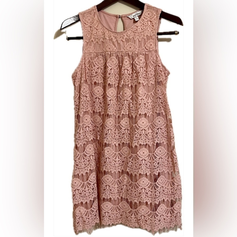 SPEECHLESS Lace Cottage Core Romantic Whimsy Juniors Girls Dress Peach Size S